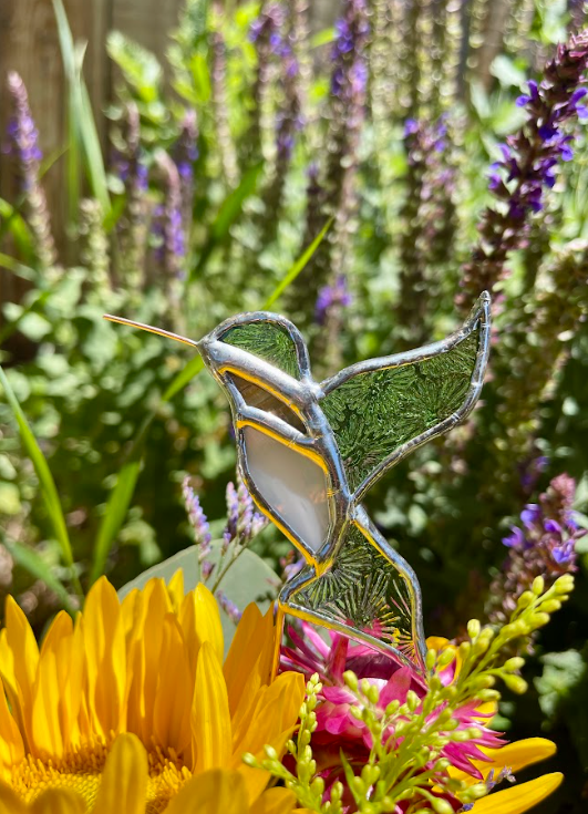 Stained Glass Plant Buddy- Hummingbird