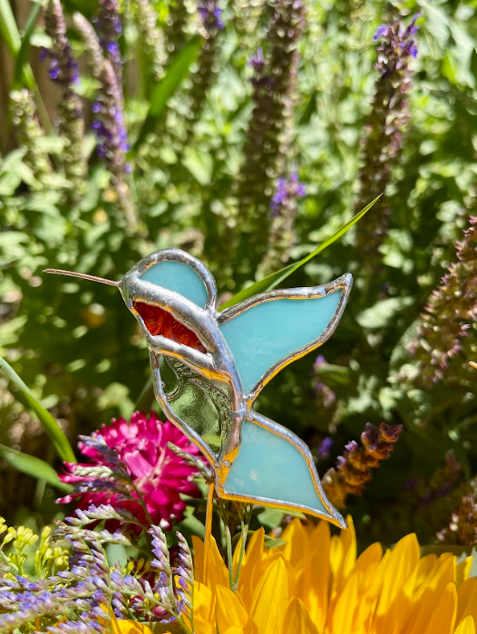 Stained Glass Plant Buddy- Hummingbird