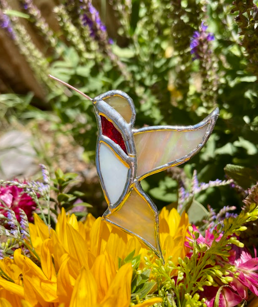 Stained Glass Plant Buddy- Hummingbird