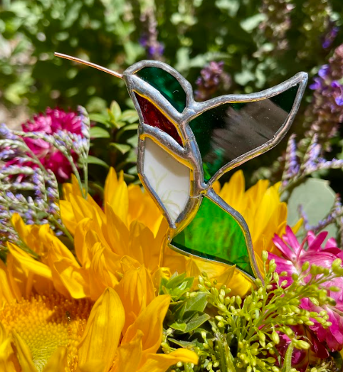 Stained Glass Plant Buddy- Hummingbird