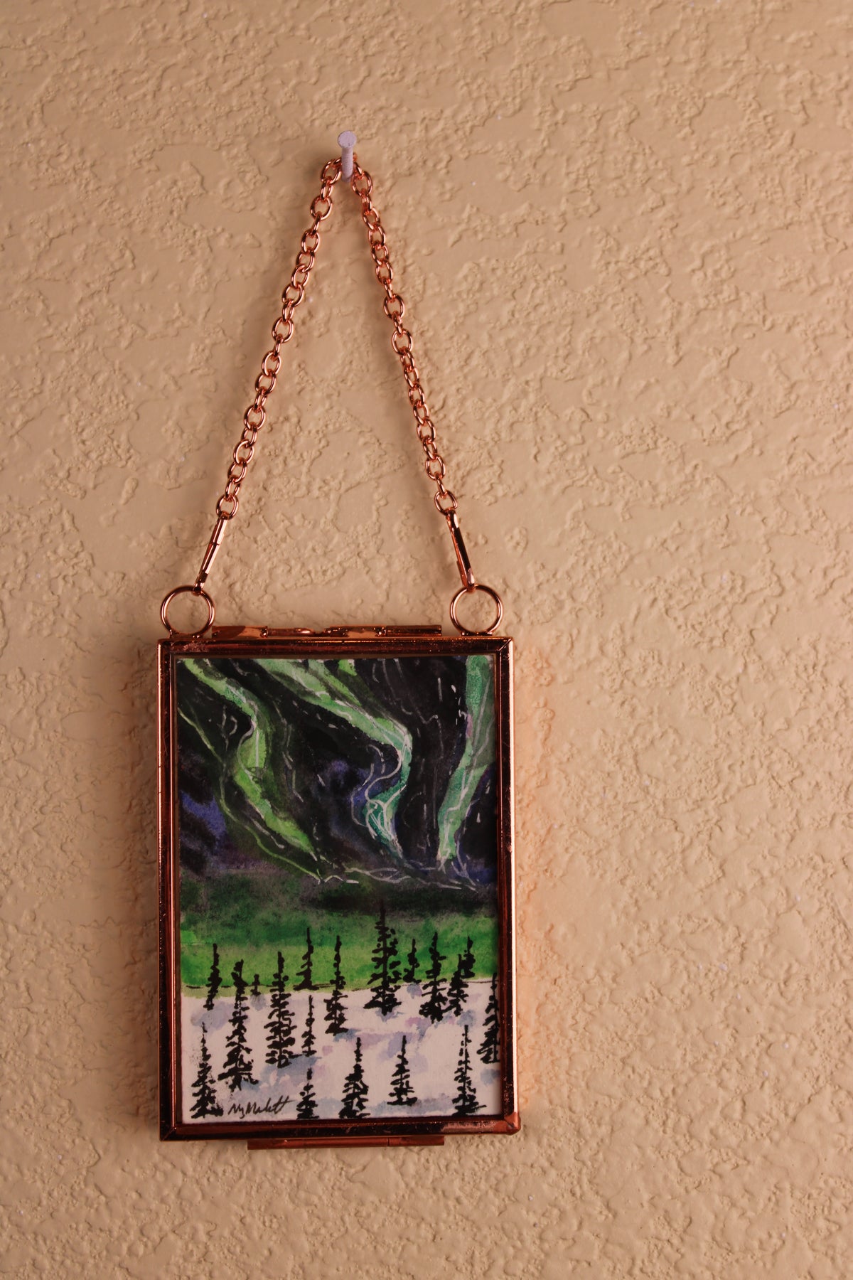 Original Watercolor - Northern Lights - Mini Framed