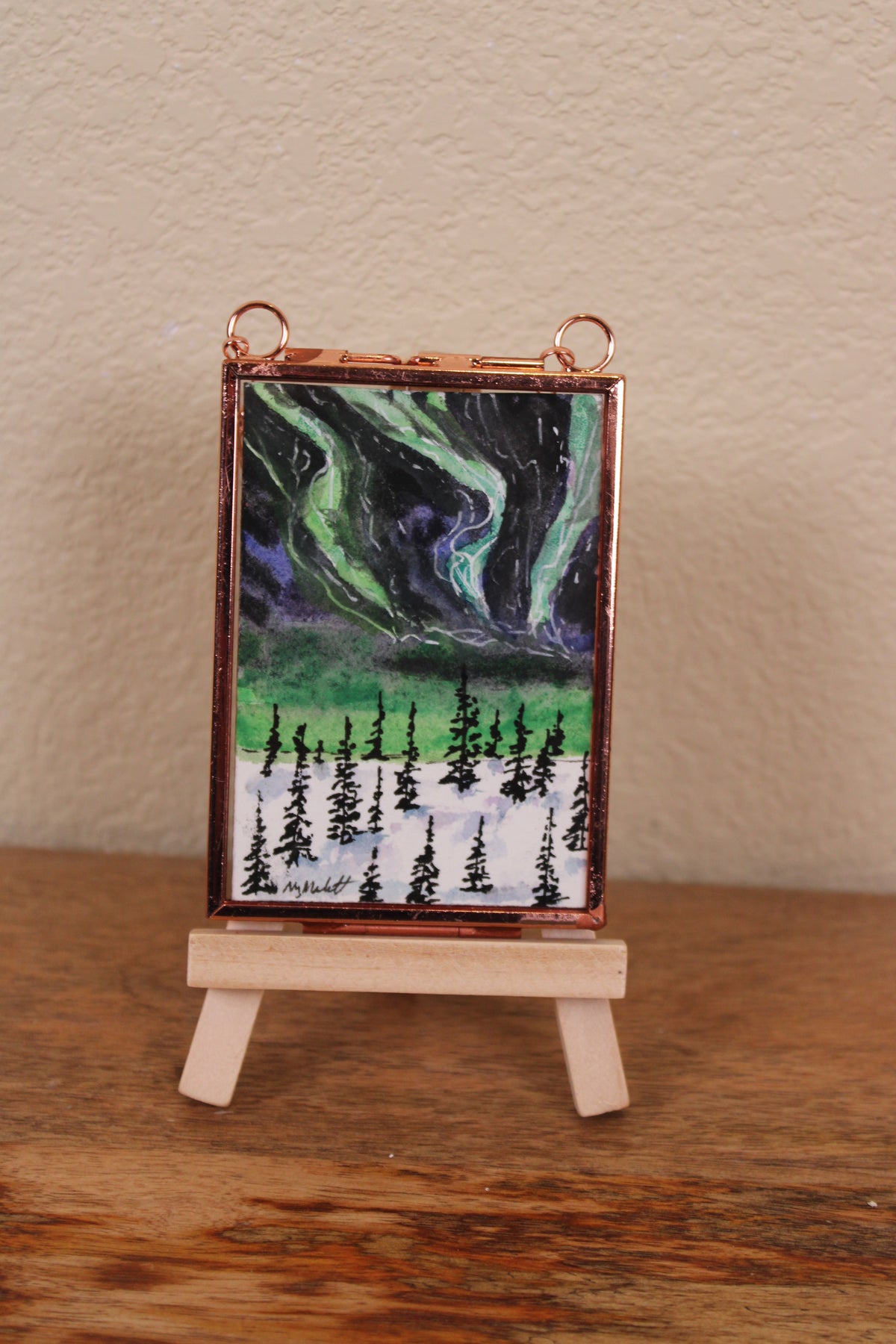 Original Watercolor - Northern Lights - Mini Framed