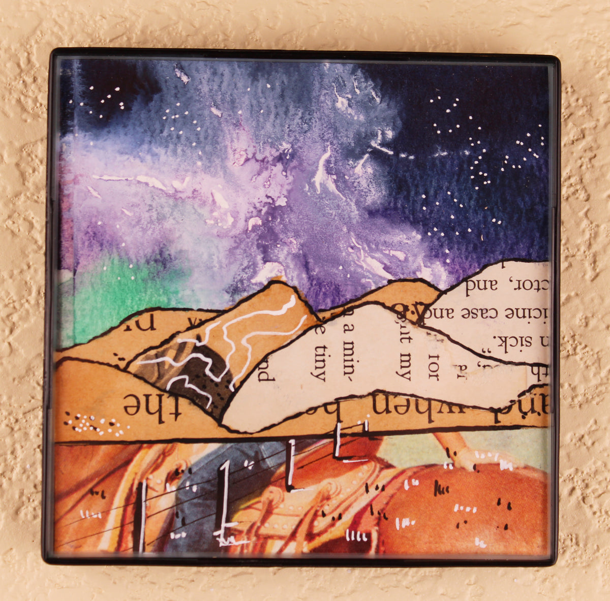 Original Mixed Media - Tiny Hill - Mini Framed