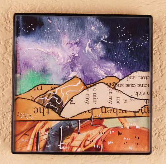 Original Mixed Media - Tiny Hill - Mini Framed