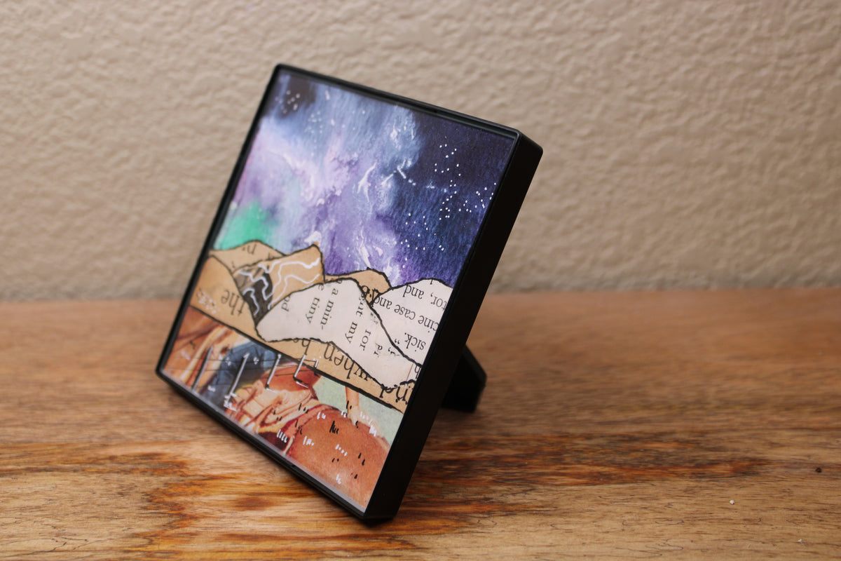 Original Mixed Media - Tiny Hill - Mini Framed