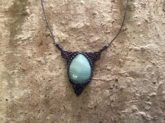 Adjustable Necklace - Blue Oval Agate