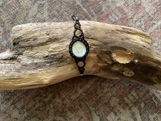 Adjustable Bracelet - Orange Shiva Eye Fossil