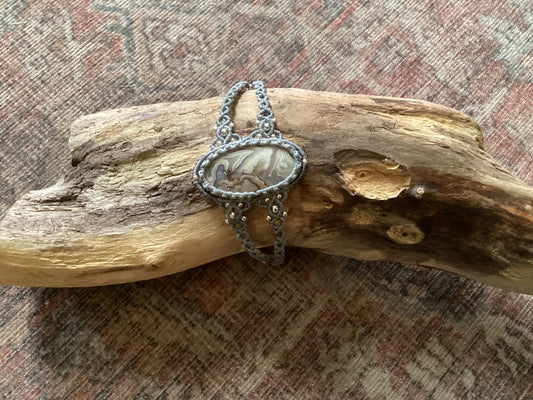 Adjustable Bracelet - Oval Crazy Lace Agate