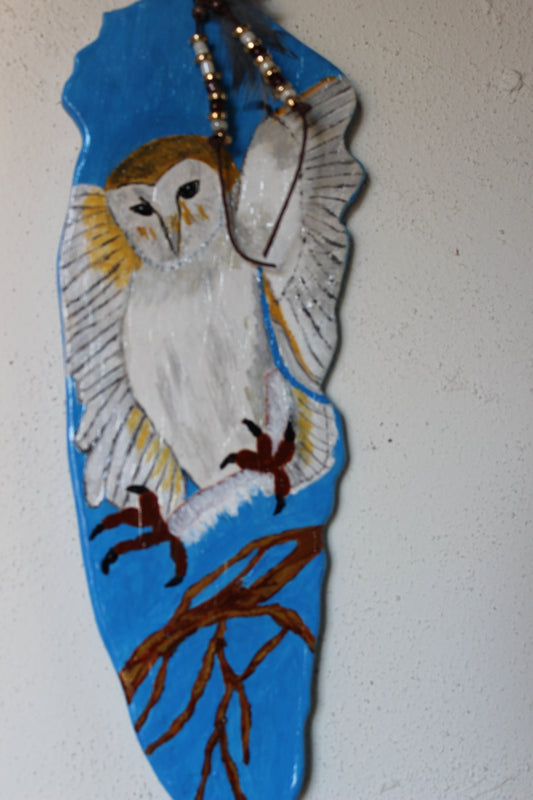 Clay Feather Wall Ornament- Barn Owl