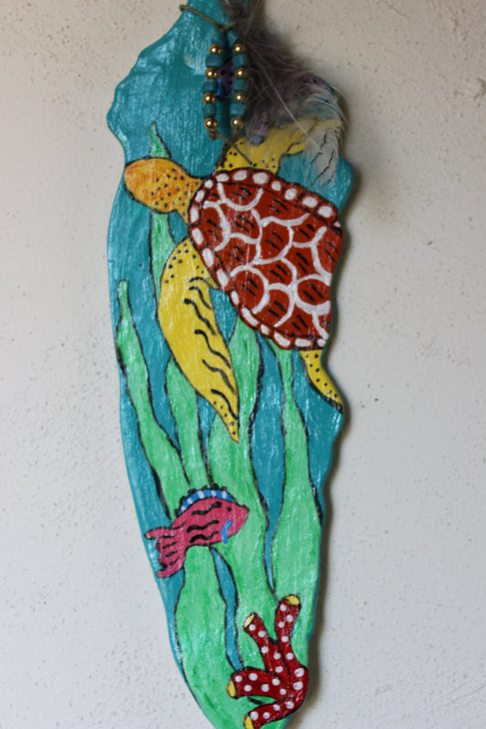 Clay Feather Wall Ornament- Sea Turtle