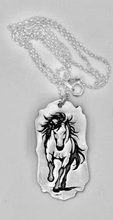 Necklace - Fine Silver " Wyoming Mustang "