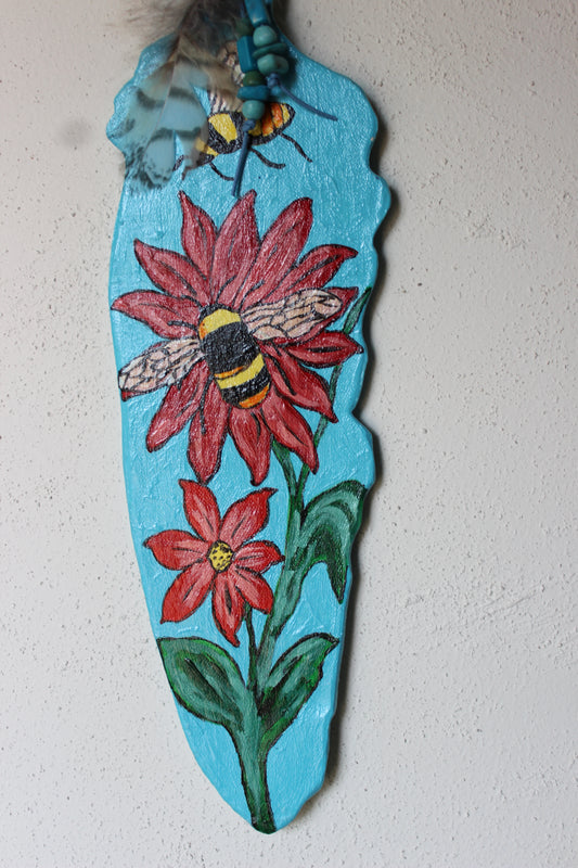 Clay Feather Wall Ornament- Bees