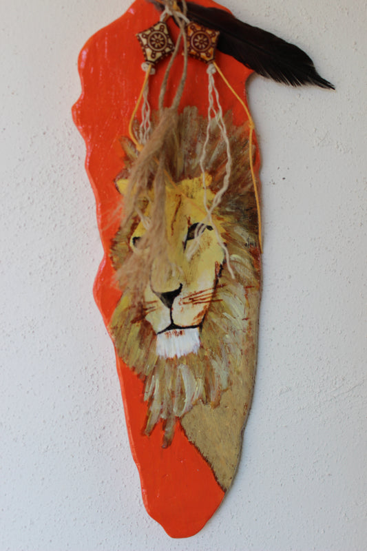 Clay Feather Wall Ornament- Lion