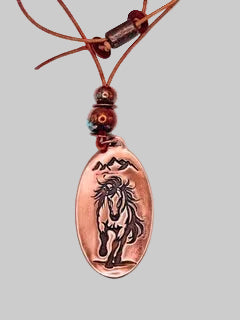 Necklace - Copper " Wyoming Mustang " with Beads