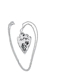 Necklace - Fine Silver Elk and Mountain Arrowhead