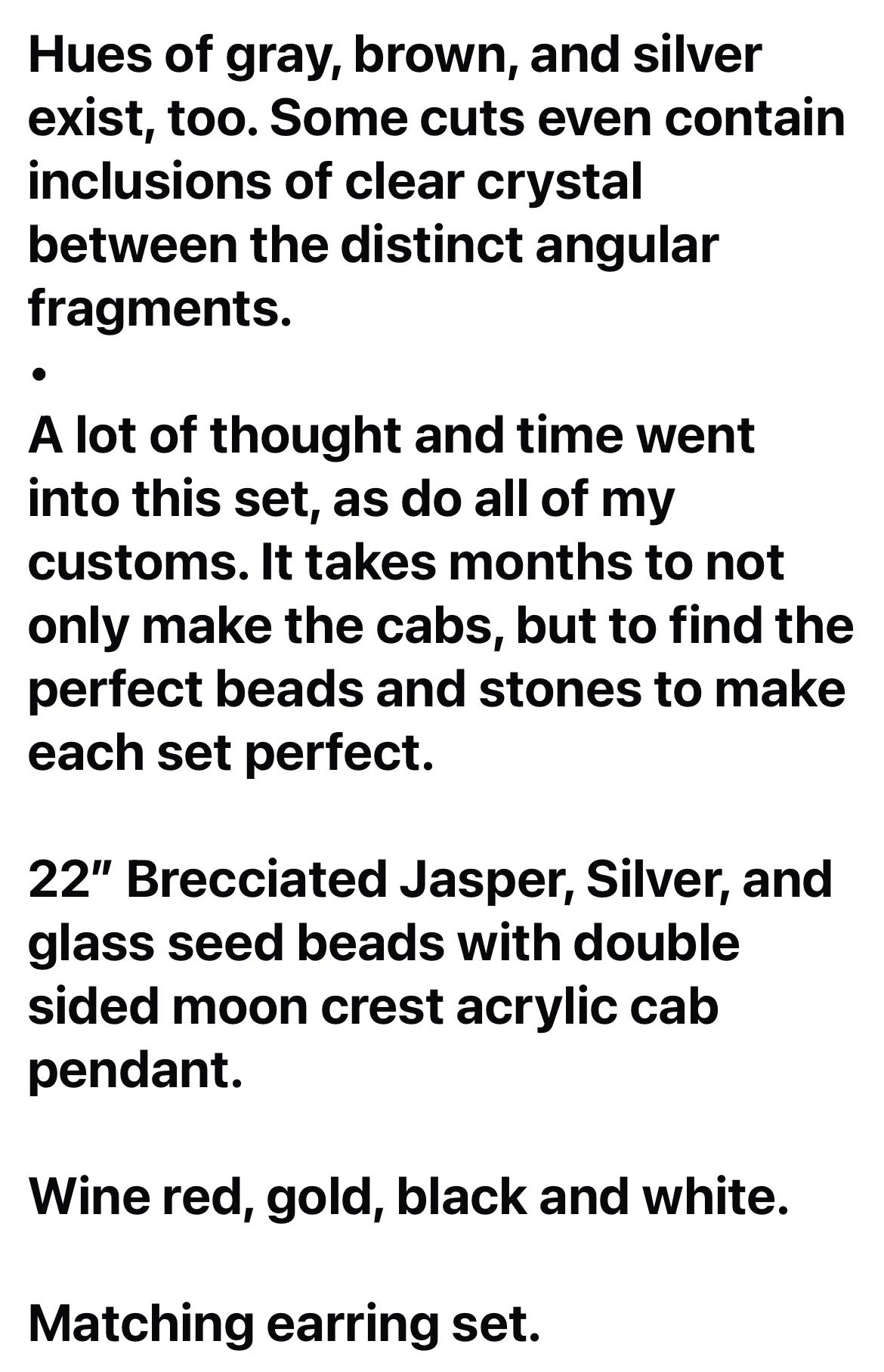 Earring and Necklace Set - Brecciated Jasper and Silver Moon