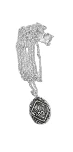 Necklace - Fine Silver Tiny Oval Floral Pattern