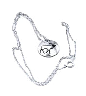 Necklace - Fine Silver Tiny Round Bull Elk