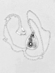 Necklace - Fine Silver Tiny Teardrop Shooting Star