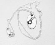Necklace - Fine Silver Tiny Oval Shooting Star