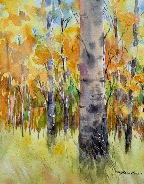 Original Watercolor- "Aspens"