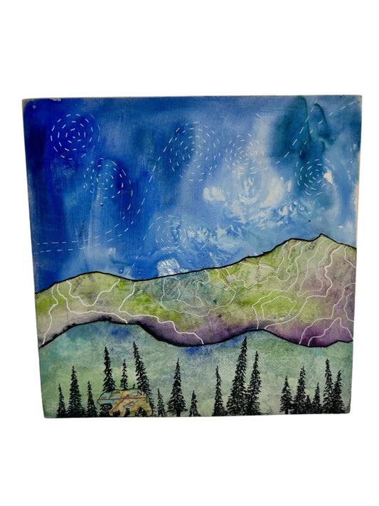 " O'Toole Mountain " Original Mixed Media Wood Panel Art