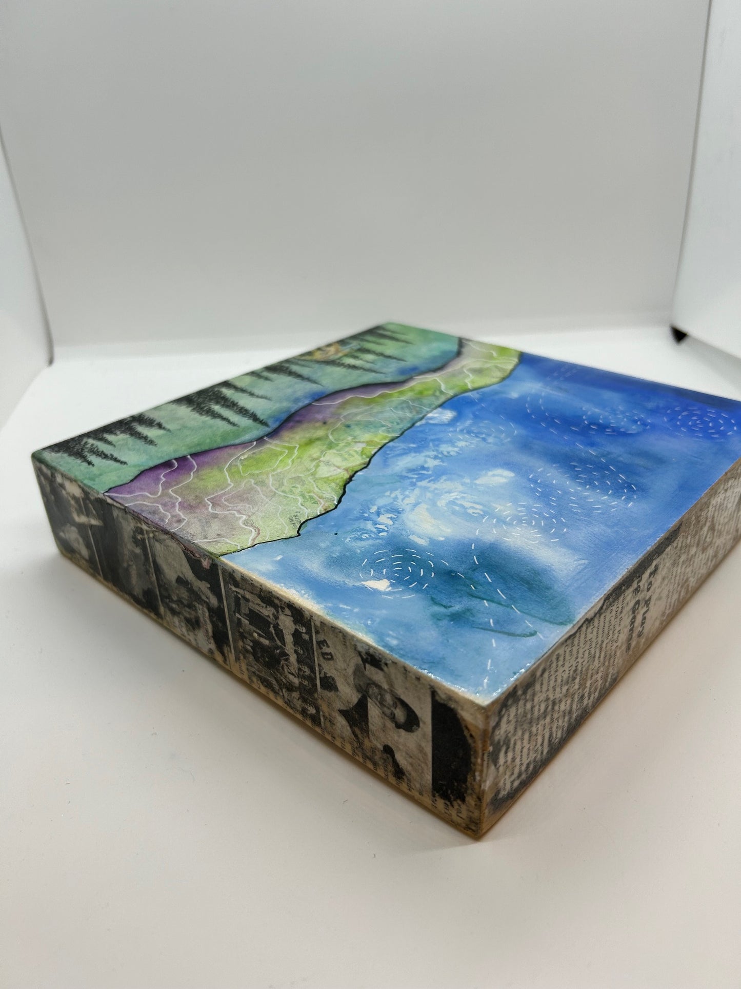 " O'Toole Mountain " Original Mixed Media Wood Panel Art