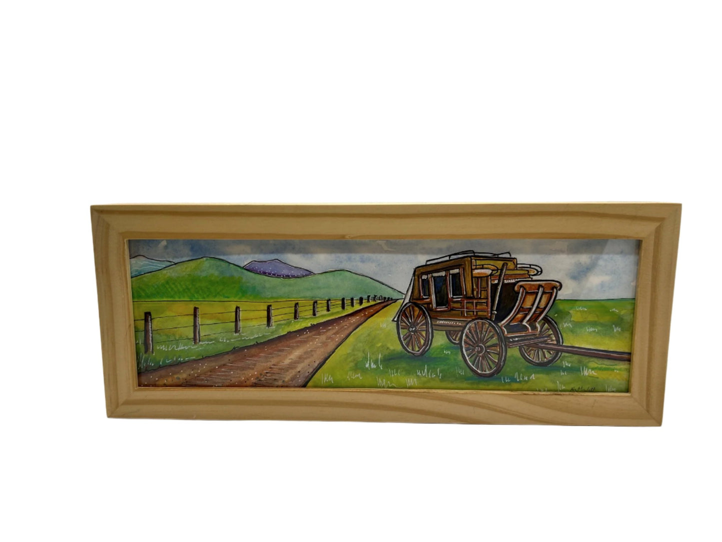 " The Stage Coach " Original Framed Watercolor and Ink Painting