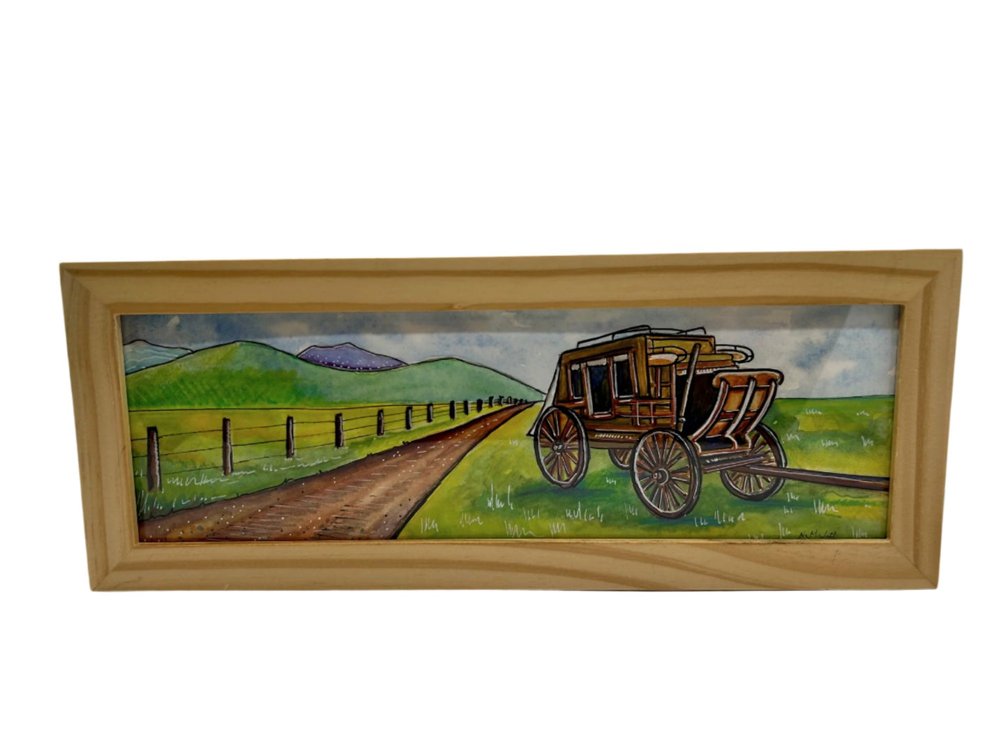 " The Stage Coach " Original Framed Watercolor and Ink Painting