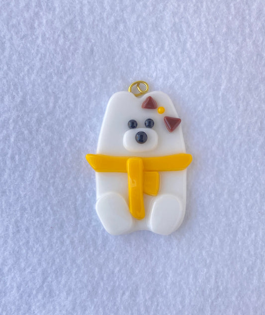 " Team Spirit " Fused Glass Polar Bear Ornament