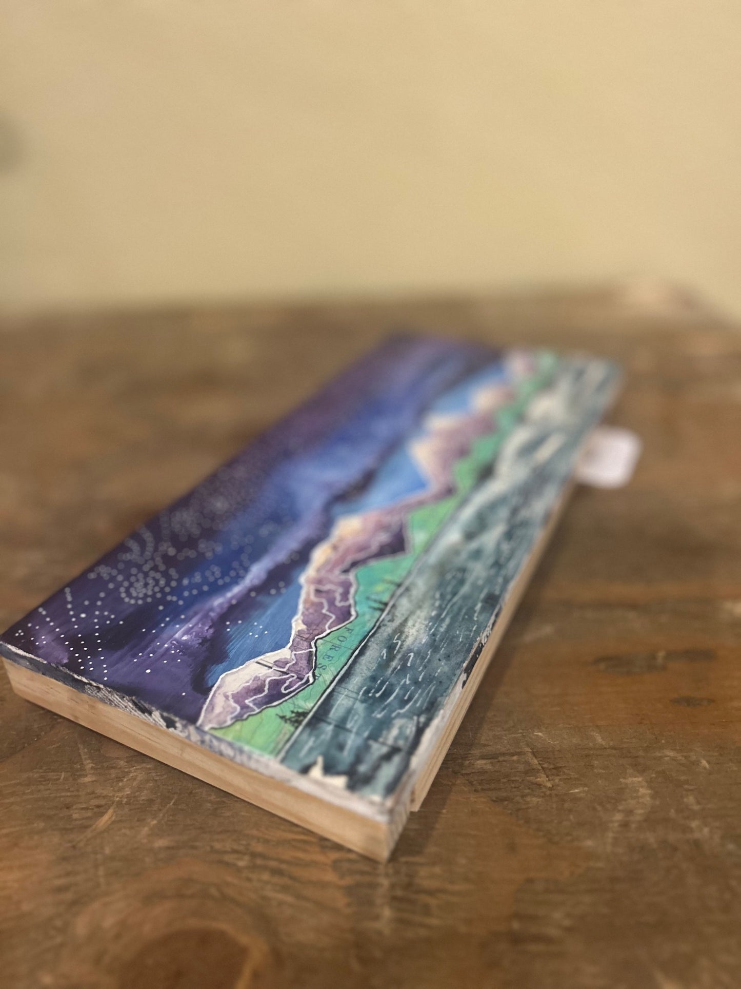 Glacier National Park- Original Watercolor On Wooden Plank