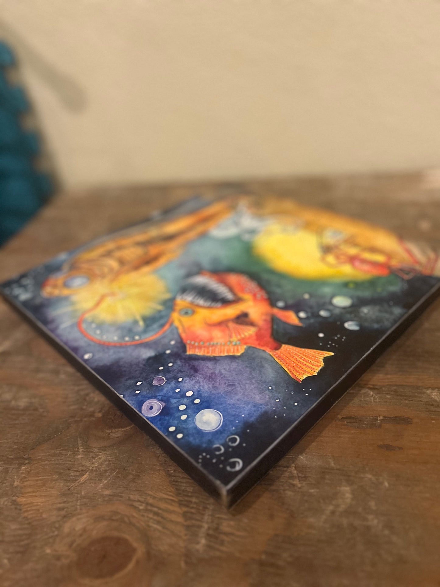 Story Lines - Angler Fish, Diver, Octopus and Crab - Original Watercolor