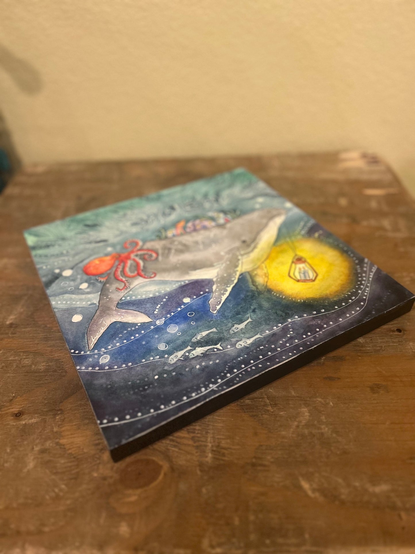The Lost Story - Humpback Whale W/ Octopus Original Watercolor