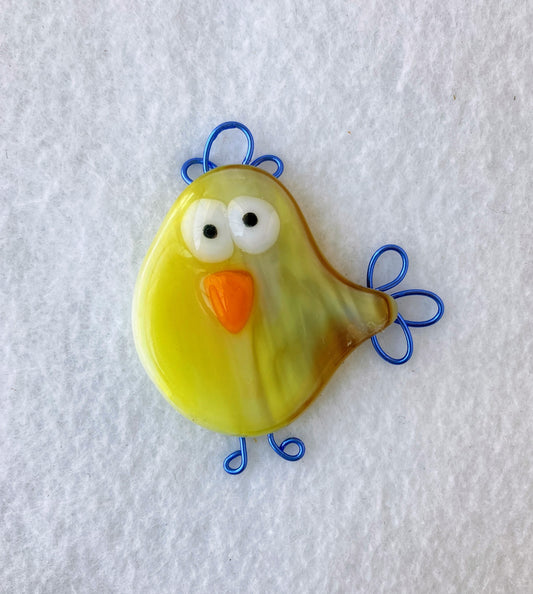" Goofy Yellow Bird" Fused Glass Sun Catcher
