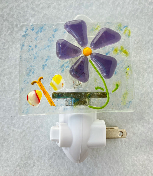 Nightlight - Purple Flower and Butterfly