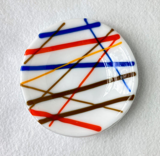 Fused Glass Dish - White With Stripes