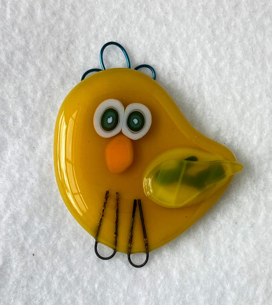 Glass Fused Ornament- Yellow Bird Suncatcher