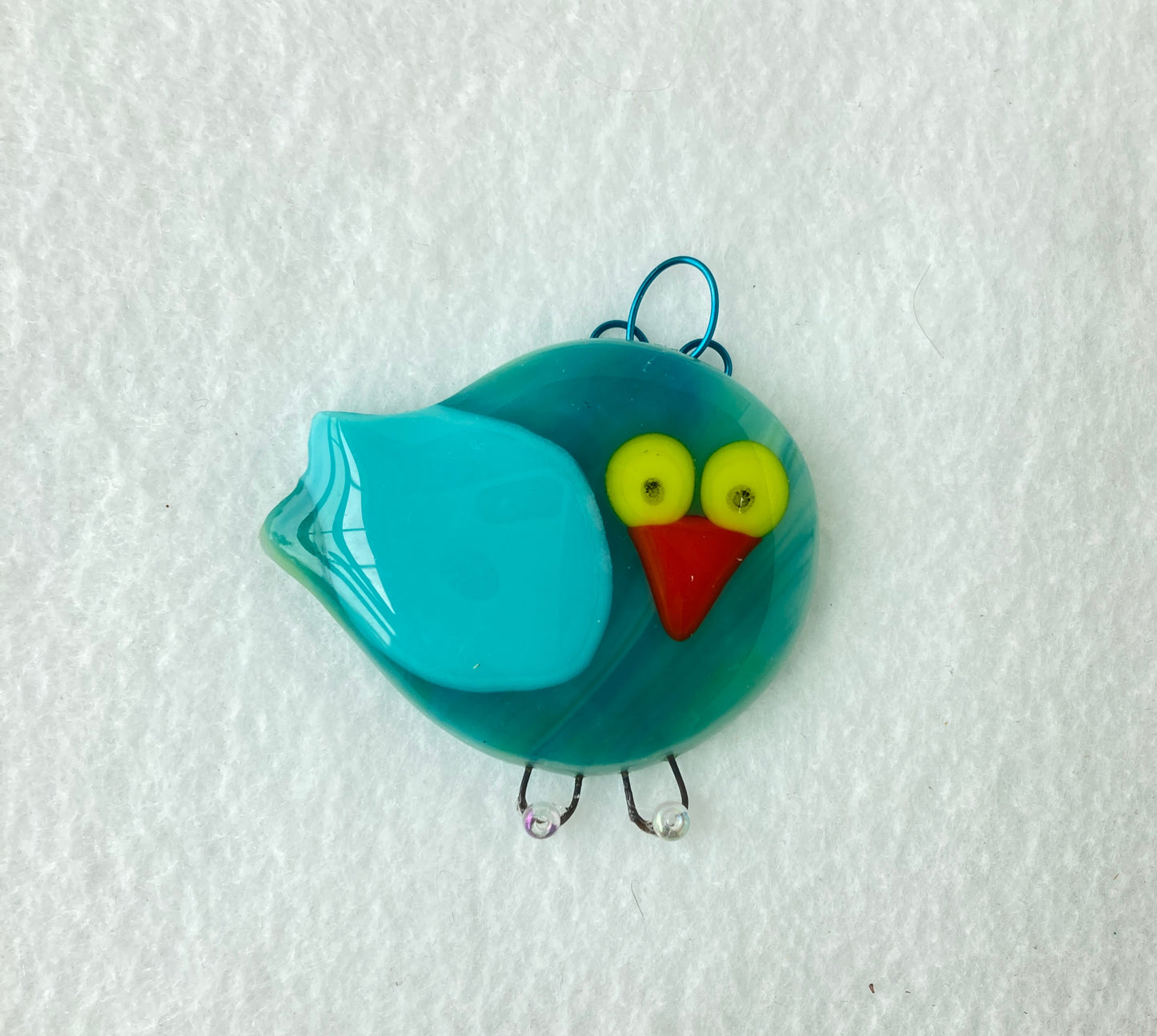 Glass Fused Ornament- Watching You  Goofy Bird