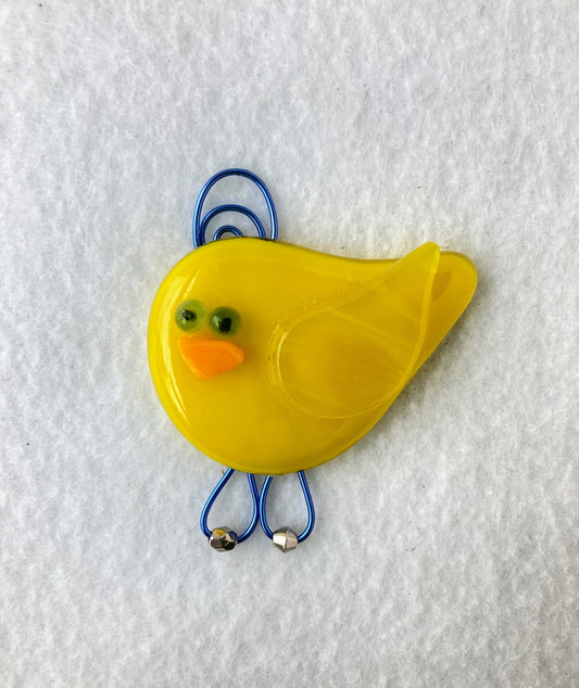 Glass Fused Ornament- Sweet Yellow Bird