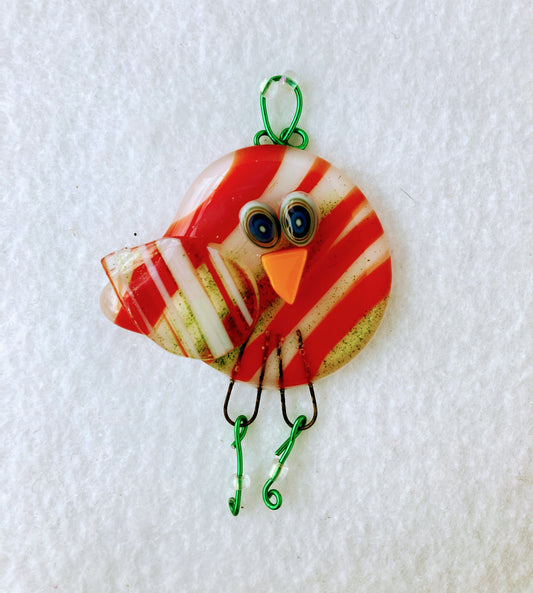 Glass Fused Ornament- " I Like My Sparkle " Bird