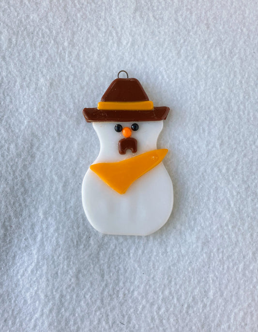 Fused Glass Ornament - "Go Pokes" Cowboy