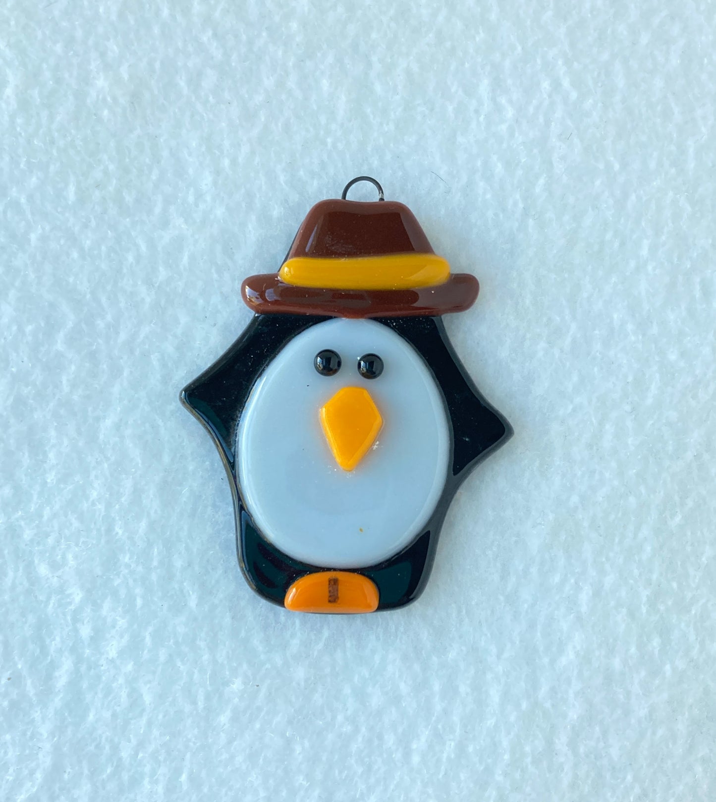 Fused Glass Ornament - Future Cowboy Penguin