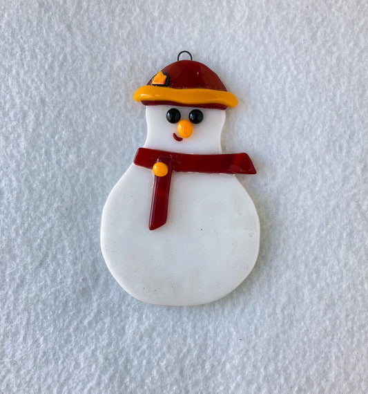 Fused Glass Ornament - Pretty Snowman