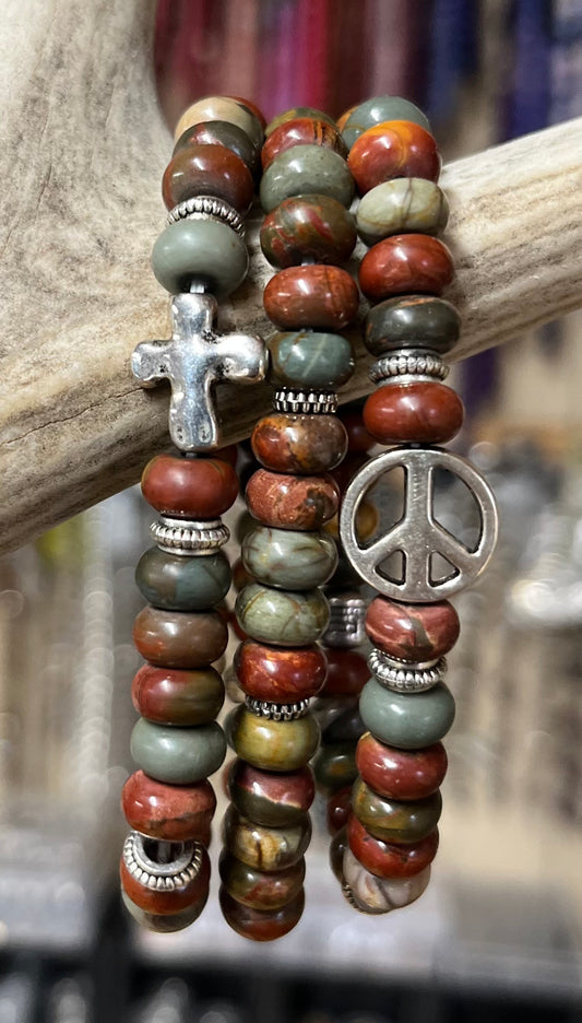 Bracelet - "Ancient Agate with Silver- 3 Piece"