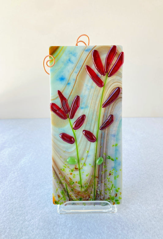 Fused Glass Suncatcher - Indian Paintbrush #2