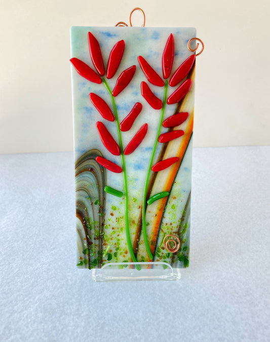 Fused Glass Suncatcher - Indian Paintbrush #1