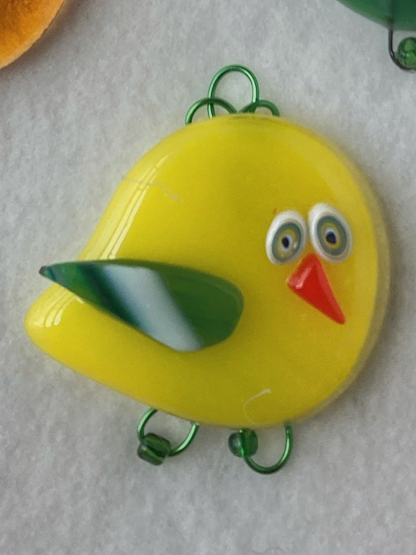 Fused Glass Ornament - "Silly Yellow Bird"