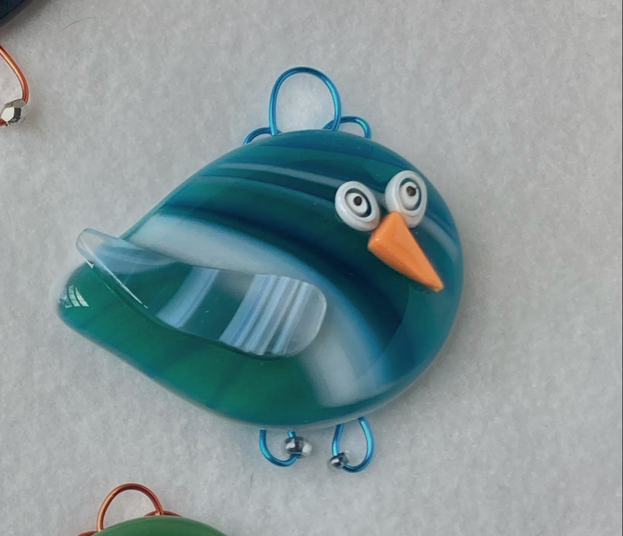 Fused Glass Ornament - "Colorful Goofy Bird"