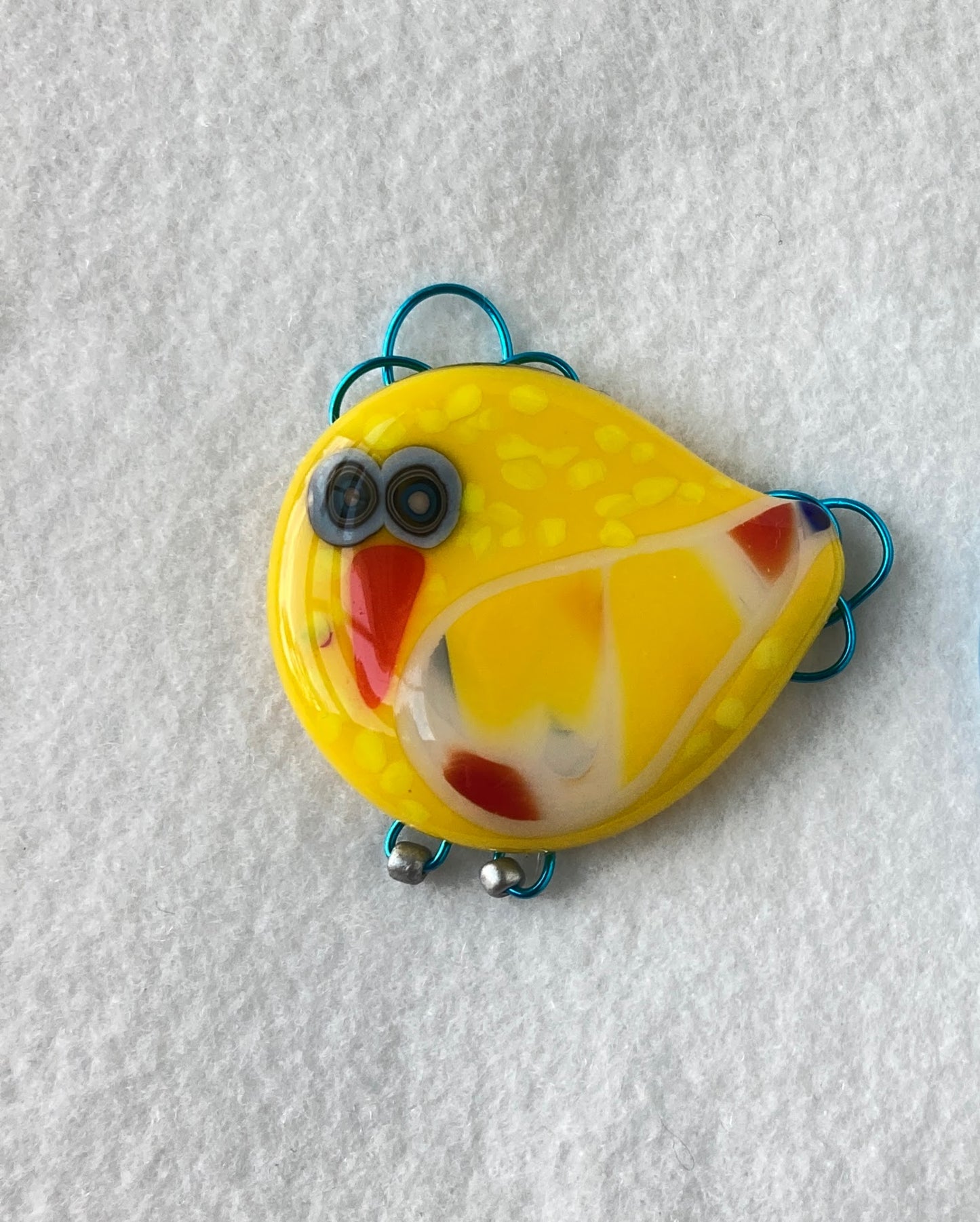 Fused Glass Ornament - "Yellow Bird"