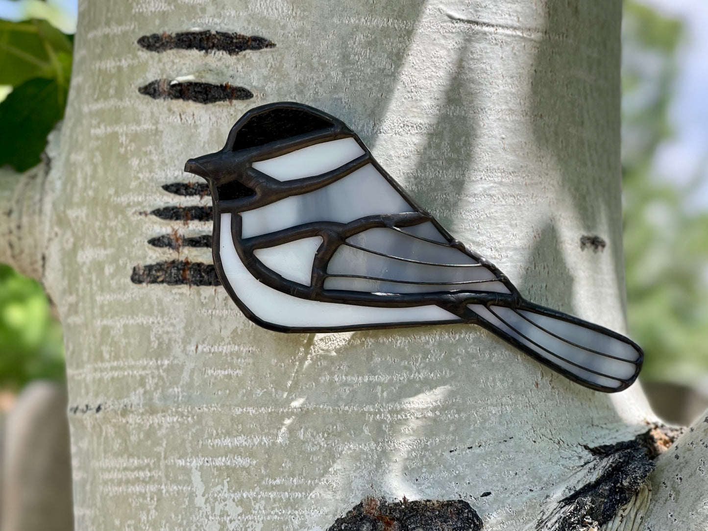 Stained Glass Wall Hanging- Chickadee Bird